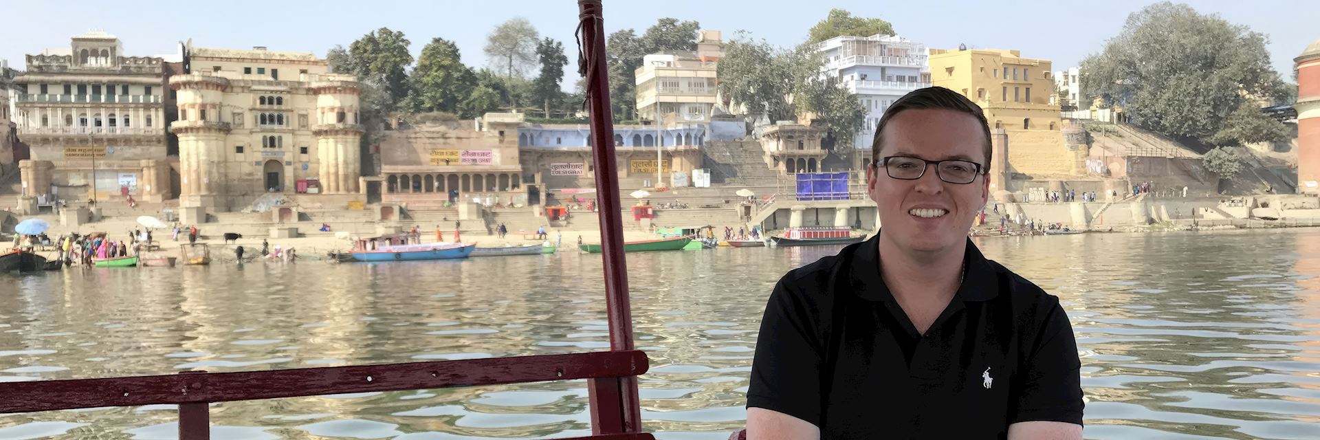 Jason on a boat trip to the Ghats, Varanasi