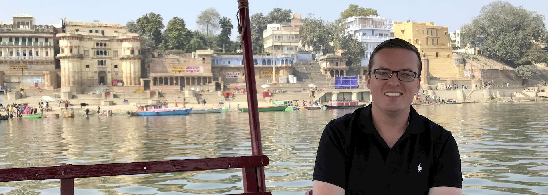 Jason on a boat trip to the Ghats, Varanasi