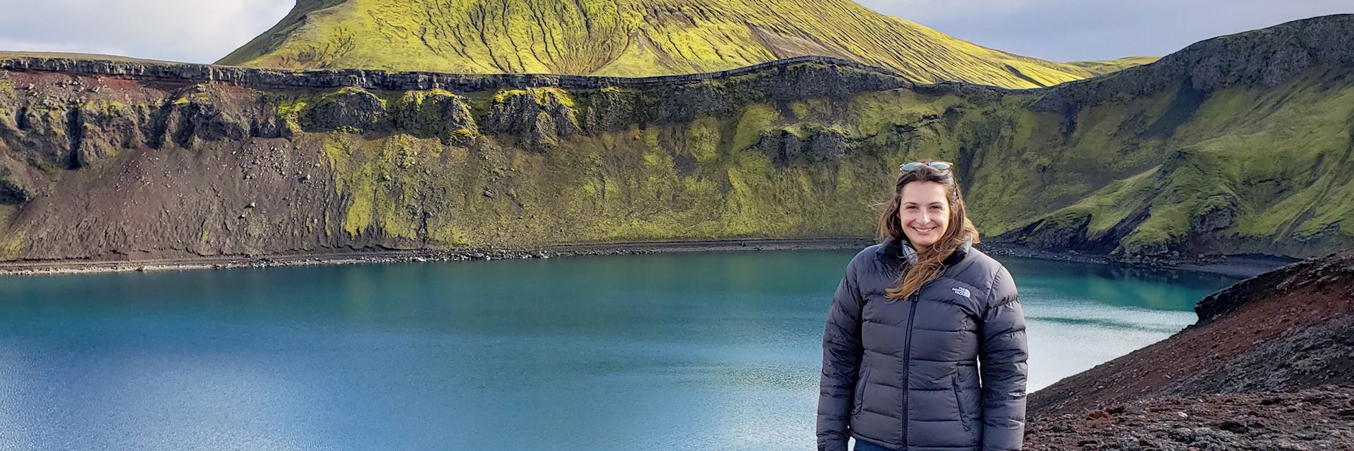 Katy at a crater lake in Landmannalaugar
