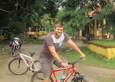 Matt on a cycling excursion in Kerala, India