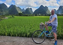 Nick cycling in Yangshuo, China