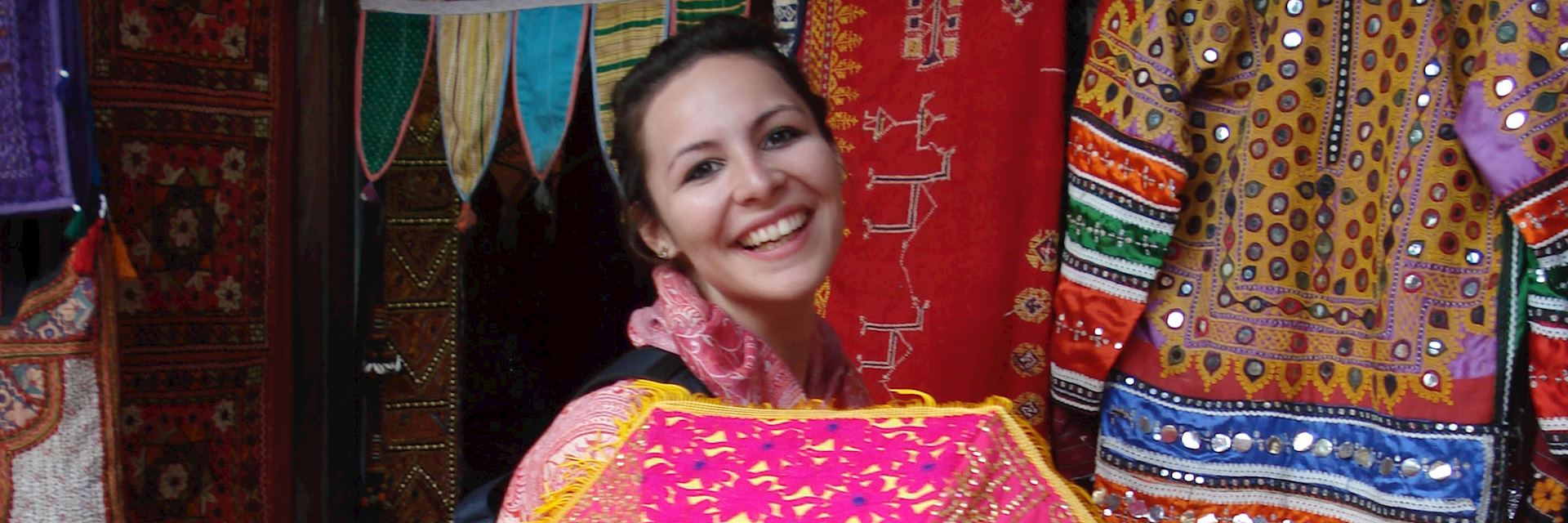 Sophie at a local market, India