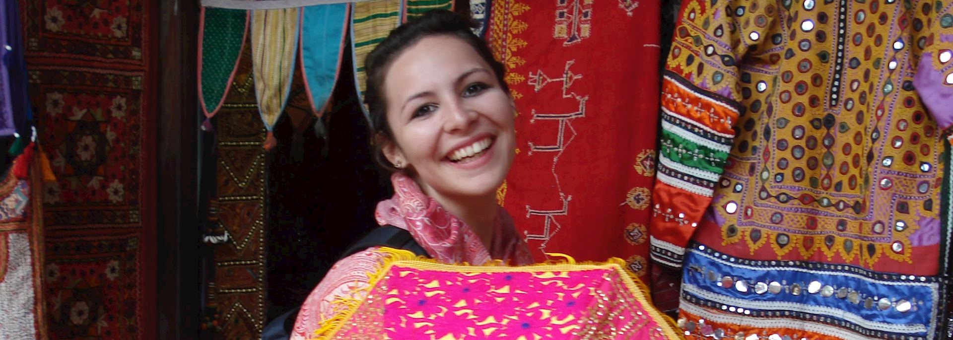 Sophie at a local market, India