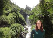 Carolina at Peguche Waterfalls, Ecuador