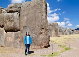 Catherine at the Saksaywaman ruins, Cuzco, Peru