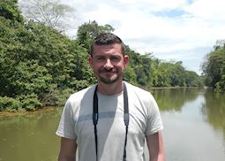 Chris on a nature cruise on the Rio Frio River in Costa Rica