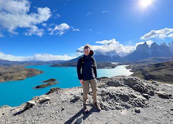 Kirstin at Lake Pehoe in Patagonia, Chile