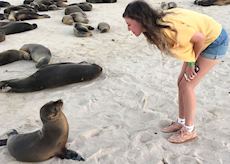 Lauren with a sea lion