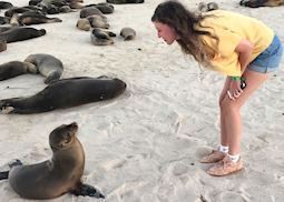 Lauren with a sea lion