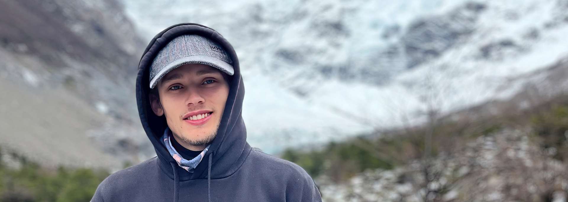 Luc at the French Glacier, Torres del Paine national Park, Chile
