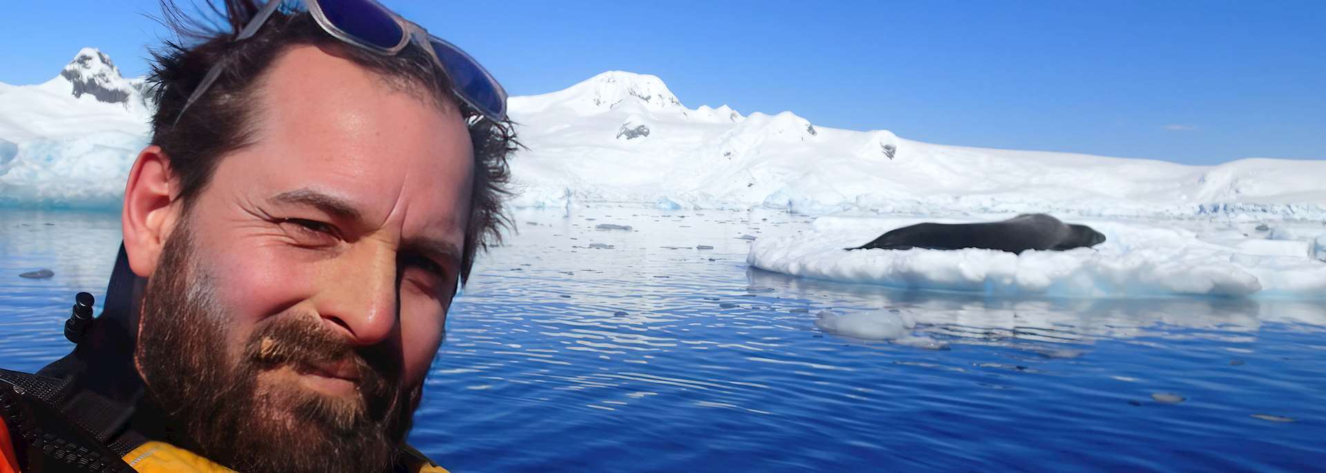 Nic kayaking in Antarctica