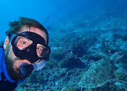 Nik diving in Ambergris Caye, Belize