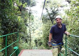 Nik zip-lining in Arenal, Costa Rica