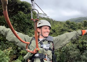 Samantha zip-lining in Monteverde Cloud Forest