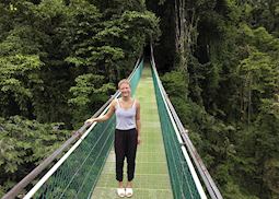 Tessa on the hanging bridges in Arenal Volcano National Park, Costa Rica