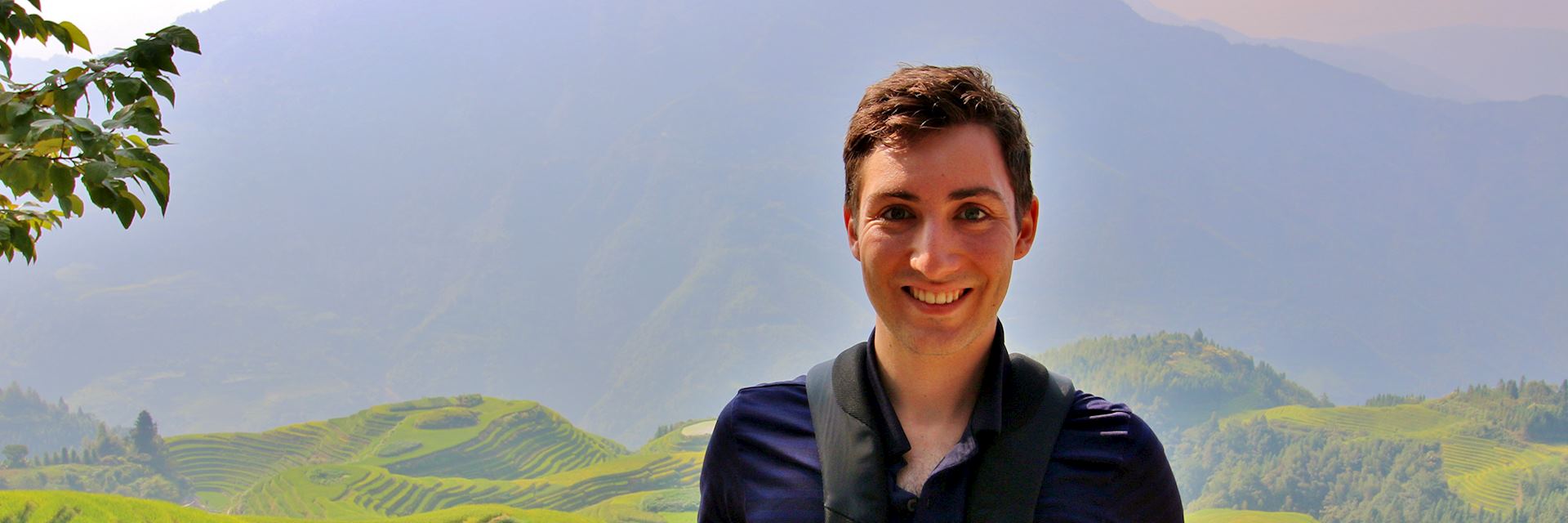 Anthony hiking in Longji, China