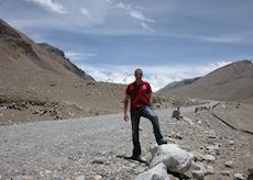 Chris travelling toward Mount Everest, Tibet