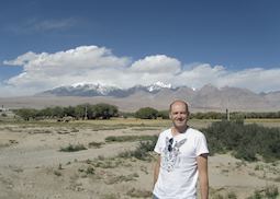 Chris in front of Mount Muztagata, Kashgar, China