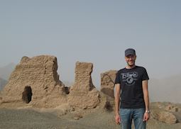 Chris visiting the Kuche Subashi ruins, China