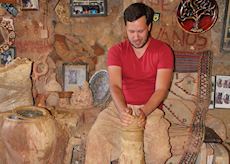 John at a pottery workshop in Cappadocia, Turkey