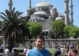 John outside the Blue Mosque in Istanbul, Turkey