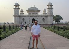 John at the Tomb of I'timād-ud-Daulah, or the 'Baby Taj'