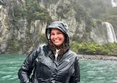 Aoibheann at Milford Sound, New zealand