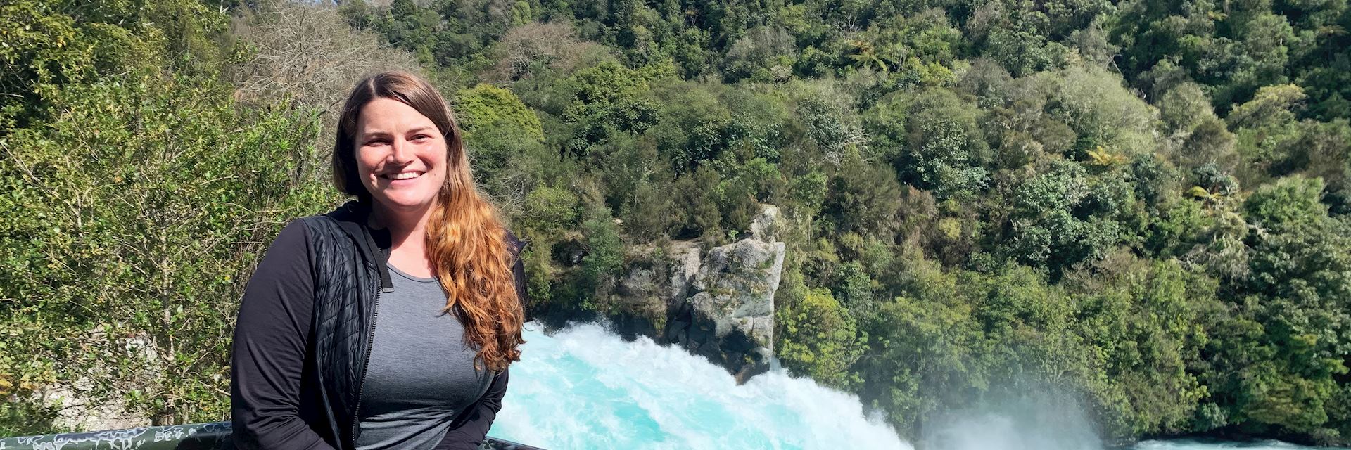 Shea at Huka Falls, New Zealand