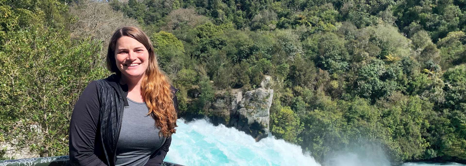 Shea at Huka Falls, New Zealand