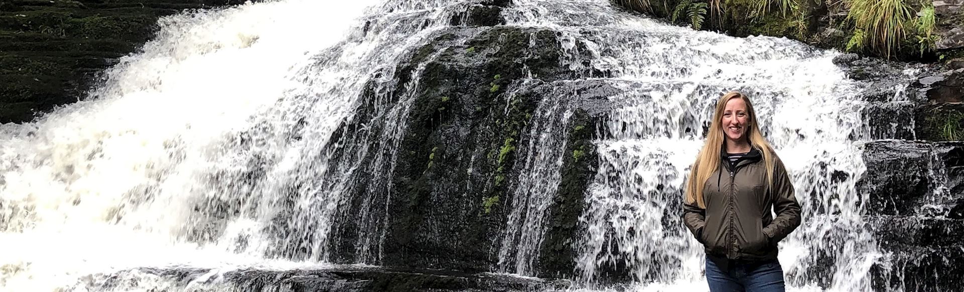 Vicki at McLean Falls in the Catlins, New Zealand
