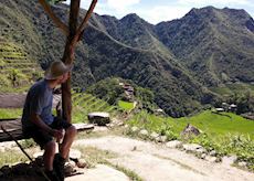 Alex views the rice terraces of Batad on the island of Luzon, the Philippines 