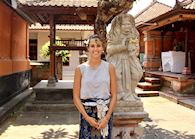 Alix at a Buddhist monks blessing in Bali, Indonesia