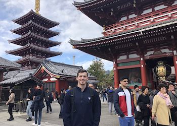 Carter outside the temple of Sensō-ji
