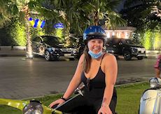 Claire on a vespa tour, Ho Chi Minh City, Vietnam