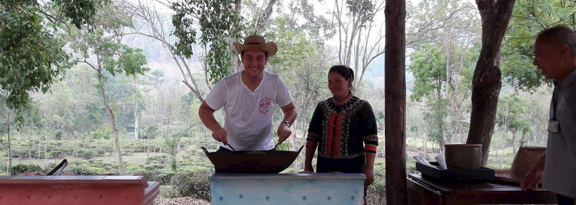 Dan cooking tea near Chiang Mai, Thailand