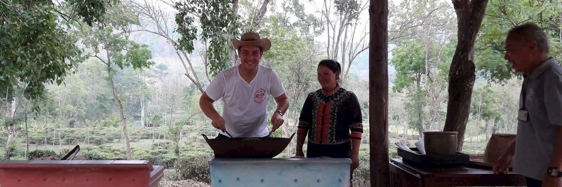 Dan cooking tea near Chiang Mai, Thailand