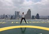 Dan on the Peninsula Hotel helipad in Bangkok, Thailand