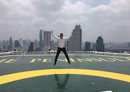 Dan on the Peninsula Hotel helipad in Bangkok, Thailand