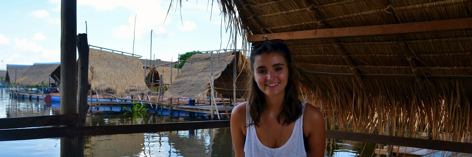 Georgina enjoying a local Khmer picnic spot, Cambodia