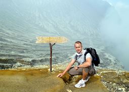 Glynn on the rim of the crater on Mount Ijen, Java, Indonesia