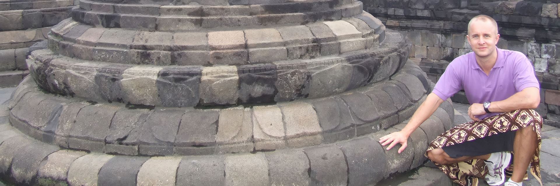 Glynn at the Borobudur Temple, Java