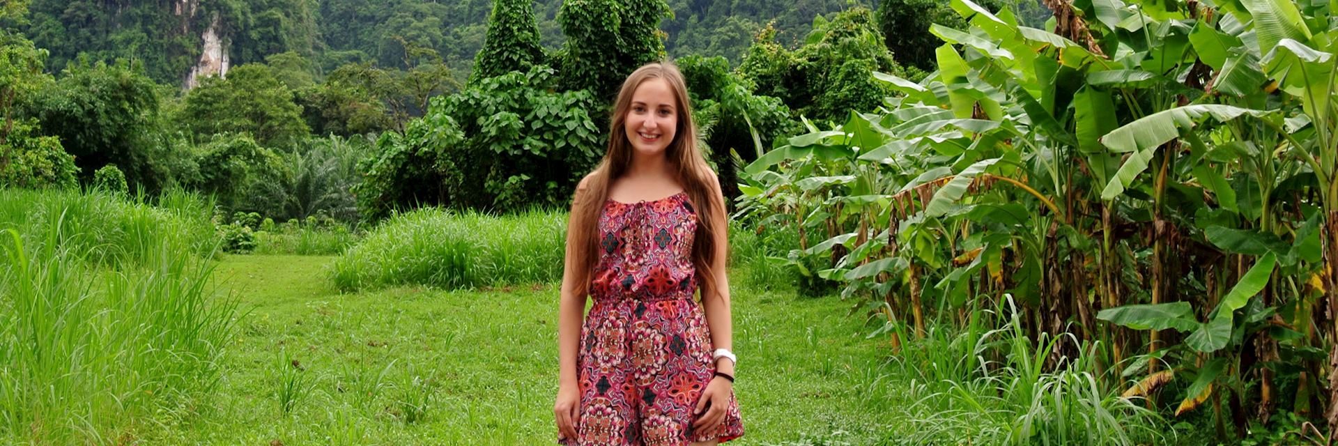 Hannah in the beautiful landscape of Khao Sok National Park, Thailand