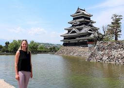Harriet at Matsumoto Castle, Japanese Alps