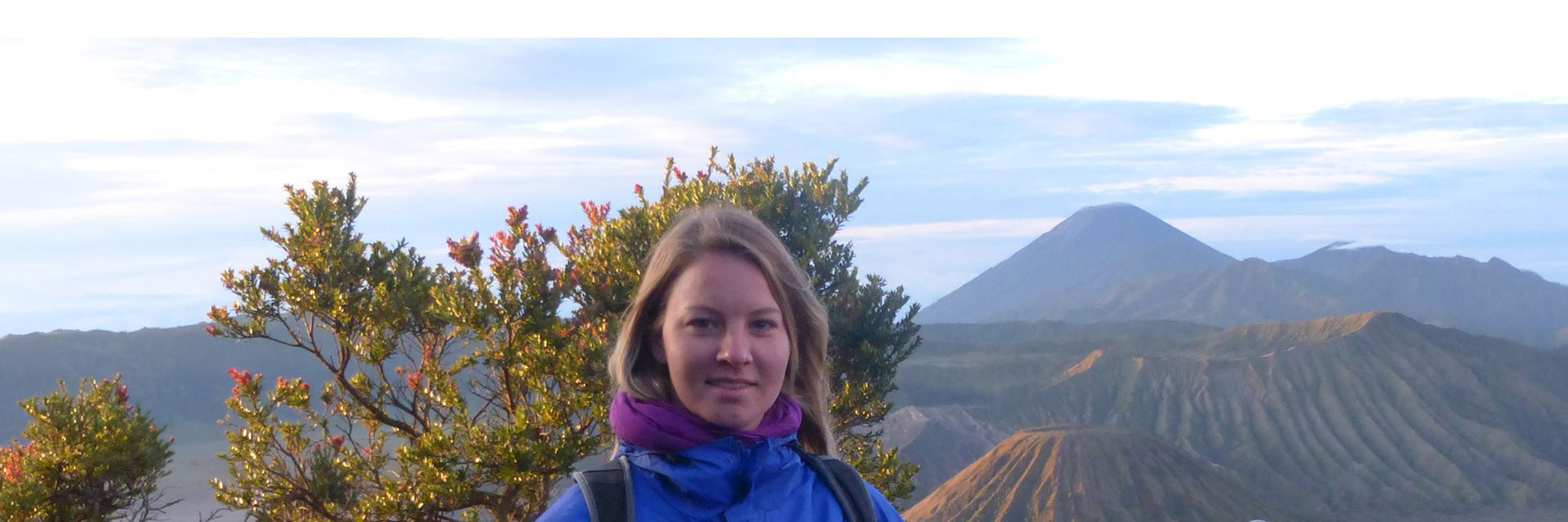 Harriet after sunrise at the Mount Bromo viewpoint, Java, Indonesia