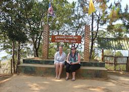 Harriet and Lorna at the border of Myanmar near Doi Angkhang