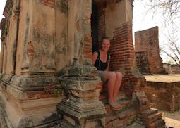 Harriet exploring the ancient temples of Ayutthaya, Thailand