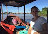 Hayley on a boat trip around the 4000 Islands, Laos