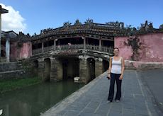 Hayley next to the Japanese Bridge in Hoi An, Vietnam