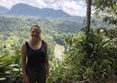 Isabel overlooking the Borneo Rainforest Lodge at Danum Valley, Borneo