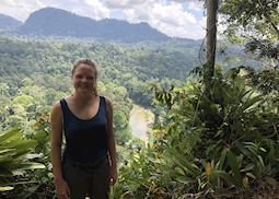 Isabel overlooking the Borneo Rainforest Lodge at Danum Valley, Borneo